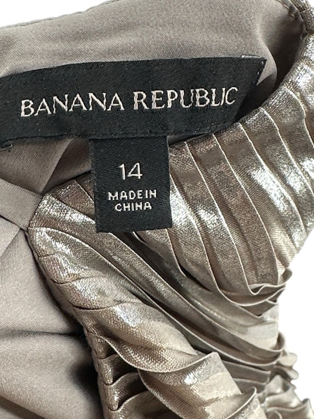 Banana Republic dress Metallic Pleated High Neck Strap Fit & Flare holiday sz 14 - Picture 7 of 12